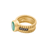 Natural Emerald Gemstone and Diamond 925 Sterling Silver Gold Plated Ring