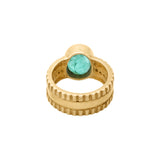 Natural Emerald Gemstone and Diamond 925 Sterling Silver Gold Plated Ring