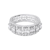 Natural Diamond Band Designer Ring in 18K White Gold