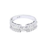 Handmade Natural Diamond 18k White Gold Band Ring For Womens