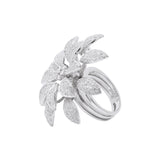 Beautiful Flower Shaped Diamond 18k White Gold Ring