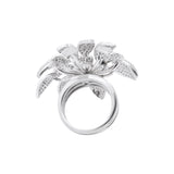 Beautiful Flower Shaped Diamond 18k White Gold Ring