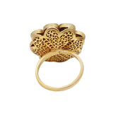Floral Design Polki Diamond 925 Sterling Silver Gold Plated Ring