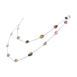 925 Sterling Silver Mother of Pearl and Blue Topaz Gemstone Necklace