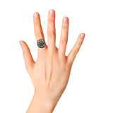 Polki Diamond and Ruby Gemstone 925 Sterling Silver Gold Plated Designer Ring