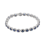 Natural Blue Sapphire and Diamond 18K White Gold Bracelet