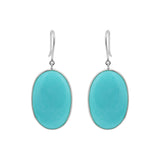 Natural Turquoise Gemstone 18k Gold Drop Oval Shaped Earring