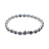 Natural Blue Sapphire and Diamond 18K White Gold Bracelet