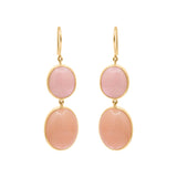Natural Pink Opal Gemstone 18k Gold Earring
