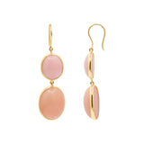Natural Pink Opal Gemstone 18k Gold Earring