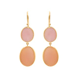 Natural Pink Opal Gemstone 18k Gold Earring