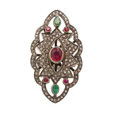 Designer 925 Sterling Silver Ruby, Emerald & Diamond Ring