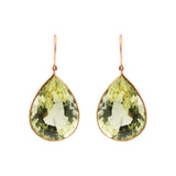 Natural Pear Cut Peridot Gemstone 14k Gold Drop Earring