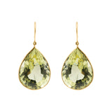 Natural Pear Cut Peridot Gemstone 14k Gold Drop Earring