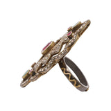 Designer 925 Sterling Silver Ruby, Emerald & Diamond Ring