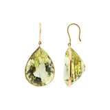 Natural Pear Cut Peridot Gemstone 14k Gold Drop Earring