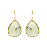 Natural Pear Cut Peridot Gemstone 14k Gold Drop Earring