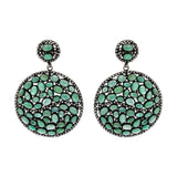 Natural Emerald Gemstone and Diamond 925 Sterling Silver Earring