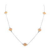 925 Sterling Silver Natural Peach Moonstone Gemstone Necklace