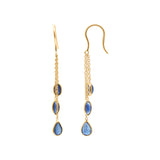 Natural Blue Sapphire Gemstone 18k Gold Earring