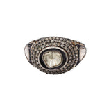 Natural Polki Diamond 925 Sterling Silver Gold Plated Ring