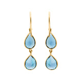 Natural London Blue Topaz Pear Cut Gemstone 18k Gold Drop Earring