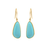 Beautiful Natural Turquoise Gemstone 18k Gold Dangle Earring