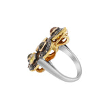 Natural Orange Sapphire Gemstone and Diamond 925 Sterling Silver Gold Plated Ring
