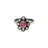 Natural Ruby Gemstone and Diamond 925 Sterling Silver Gold Plated Ring