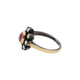 Natural Ruby Gemstone and Diamond 925 Sterling Silver Gold Plated Ring