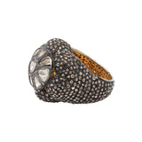 Designer Polki Diamond 925 Sterling Silver Gold Plated Ring