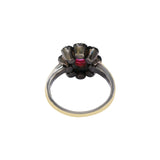Natural Ruby Gemstone and Diamond 925 Sterling Silver Gold Plated Ring