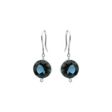 Round Shaped Natural London Blue Topaz Gemstone 18k Gold Drop Earring