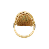 Natural Emerald Gemstone and Polki Diamond 925 Sterling Silver Gold Plated Ring