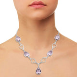Classic 925 Sterling Silver Amethyst Gemstone Necklace