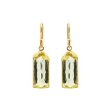 Natural Lemon Quartz Gemstone 18k Gold Handmade Earring