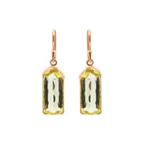 Natural Lemon Quartz Gemstone 18k Gold Handmade Earring