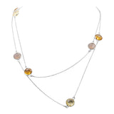 925 Sterling Silver Natural Multi Gemstone Gold Plated Beautiful Necklace
