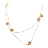 925 Sterling Silver Natural Multi Gemstone Gold Plated Beautiful Necklace