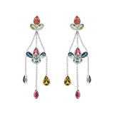 Natural Multi Tourmaline Gemstone 18k Gold Designer Dangle Earring