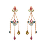 Natural Multi Tourmaline Gemstone 18k Gold Designer Dangle Earring