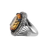 Natural Citrine Gemstone and Diamond 925 Sterling Silver Ring
