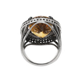 Natural Citrine Gemstone and Diamond 925 Sterling Silver Ring