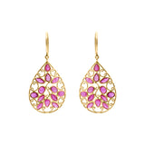 Natural Ruby Healing Gemstone 18k Gold Designer Pear Shaped Drop Earring