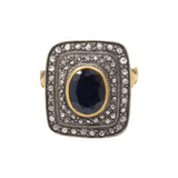 Blue Sapphire and Diamond 925 Sterling Silver Gold Plated Ring