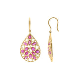 Natural Ruby Healing Gemstone 18k Gold Designer Pear Shaped Drop Earring