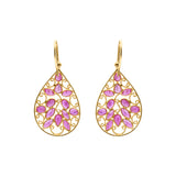 Natural Ruby Healing Gemstone 18k Gold Designer Pear Shaped Drop Earring