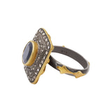 Blue Sapphire and Diamond 925 Sterling Silver Gold Plated Ring