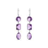 Natural Purple Amethyst Gemstone 18k Gold Partywear Drop Dangle Earring
