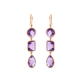 Natural Purple Amethyst Gemstone 18k Gold Partywear Drop Dangle Earring